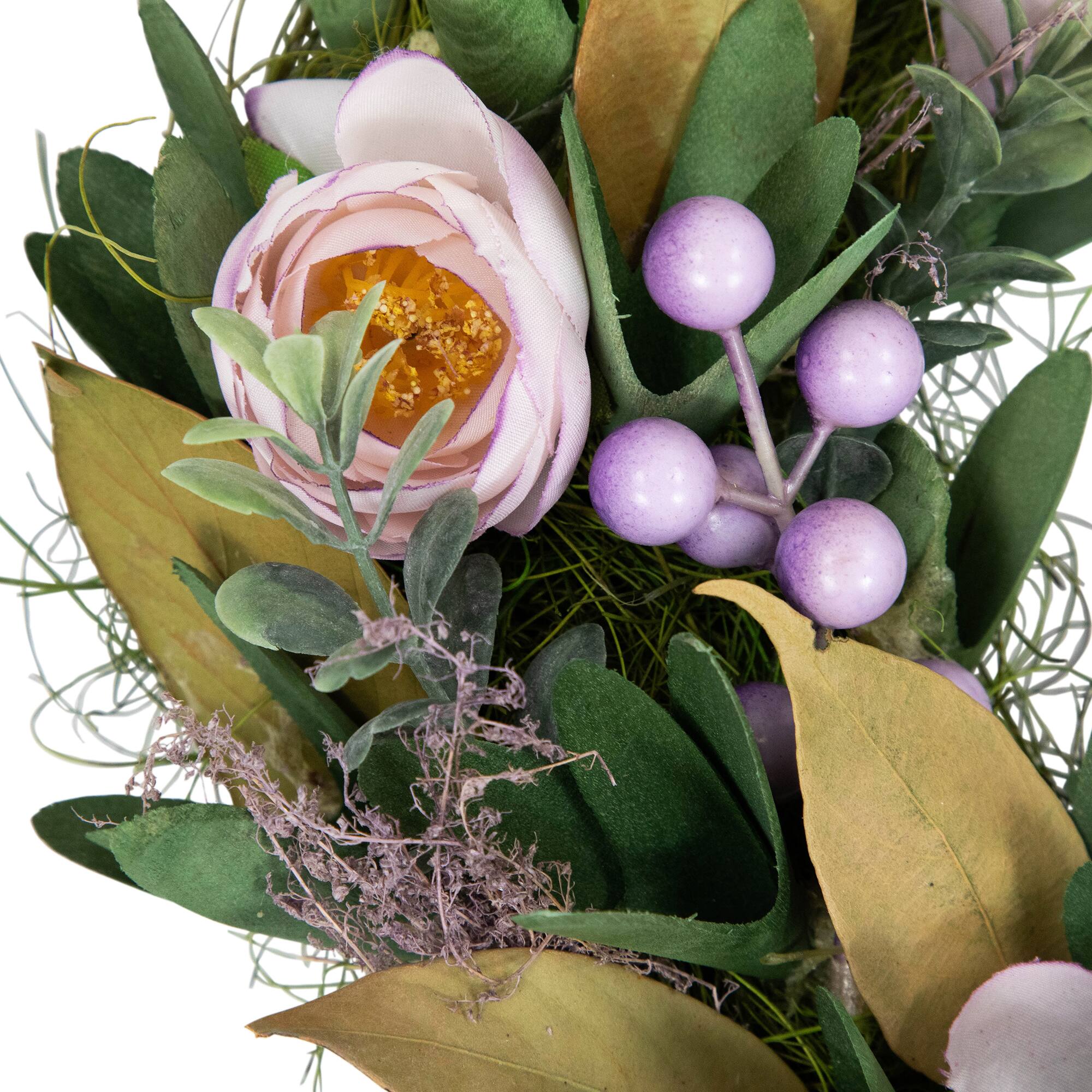 13" Purple Artificial Mixed Floral and Greenery Spring Wreath